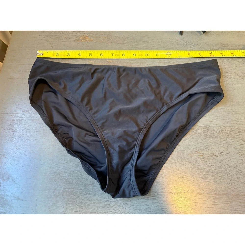 Company Ellen Tracy Black Bikini Bottoms High Cut Swim Briefs Size 12 RN15101